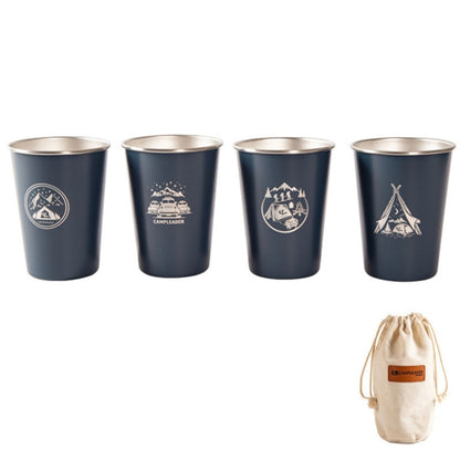 4 PCS / Set Outdoor Picnic Stainless Steel Cup, With Storage Bag (White), With Storage Bag (Black), With Storage Bag (Army Green), With Storage Bag (Dark Blue), With Storage Bag+Silicone Holder (White), With Storage Bag+Silicone Holder (Black)