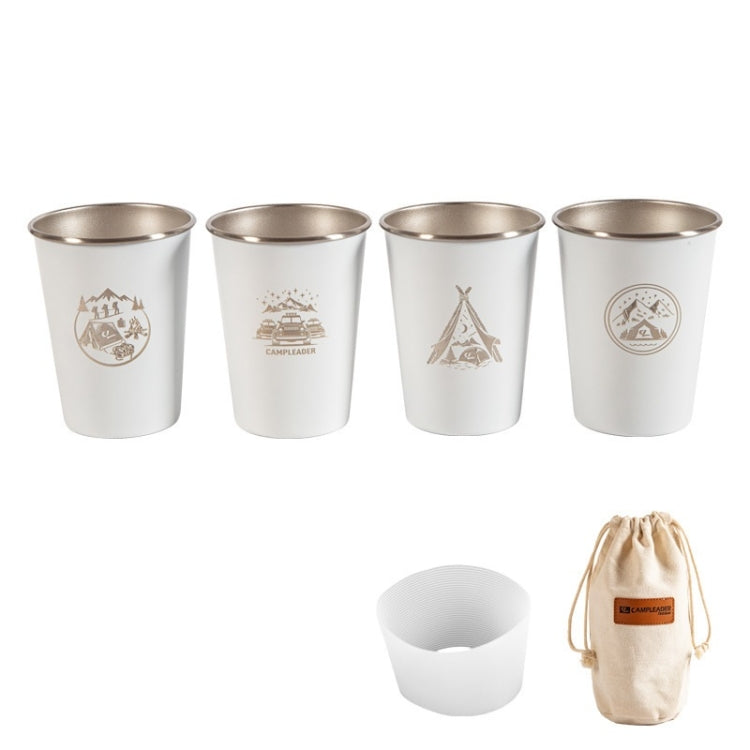 4 PCS / Set Outdoor Picnic Stainless Steel Cup, With Storage Bag (White), With Storage Bag (Black), With Storage Bag (Army Green), With Storage Bag (Dark Blue), With Storage Bag+Silicone Holder (White), With Storage Bag+Silicone Holder (Black)