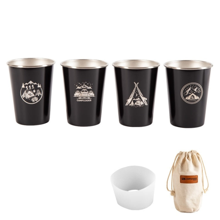 4 PCS / Set Outdoor Picnic Stainless Steel Cup, With Storage Bag (White), With Storage Bag (Black), With Storage Bag (Army Green), With Storage Bag (Dark Blue), With Storage Bag+Silicone Holder (White), With Storage Bag+Silicone Holder (Black)
