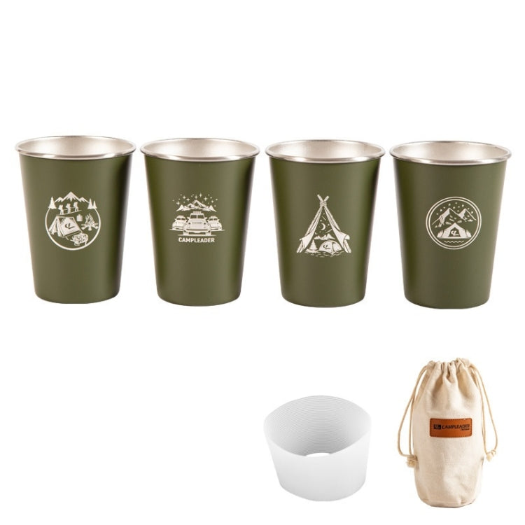 4 PCS / Set Outdoor Picnic Stainless Steel Cup, With Storage Bag (White), With Storage Bag (Black), With Storage Bag (Army Green), With Storage Bag (Dark Blue), With Storage Bag+Silicone Holder (White), With Storage Bag+Silicone Holder (Black)
