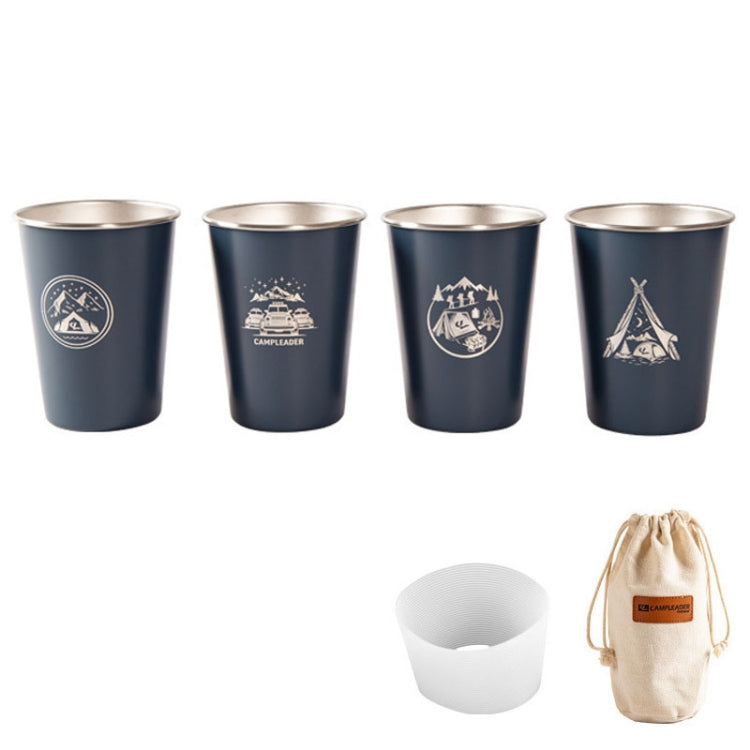 4 PCS / Set Outdoor Picnic Stainless Steel Cup, With Storage Bag (White), With Storage Bag (Black), With Storage Bag (Army Green), With Storage Bag (Dark Blue), With Storage Bag+Silicone Holder (White), With Storage Bag+Silicone Holder (Black)