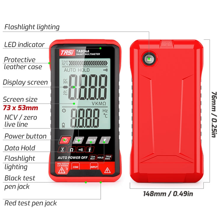 Digital Intelligent Multimeter OHM NCV Voltage Meter, TA804A Auto, TA804B Auto + Manual Color Screen