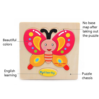 Children Educational Toy Wooden Cartoon Jigsaw Puzzle, Airplane, Cat, Friut, Train, Rooster, Fox, Ship, Pony, Crab, Cow, Fish, Mouse, Grape, Cherry, Pineapple, Bear, Rocket, Helicopter, Deer, Turtle, Truck, Excavator, Helium Balloon, Dragonfly