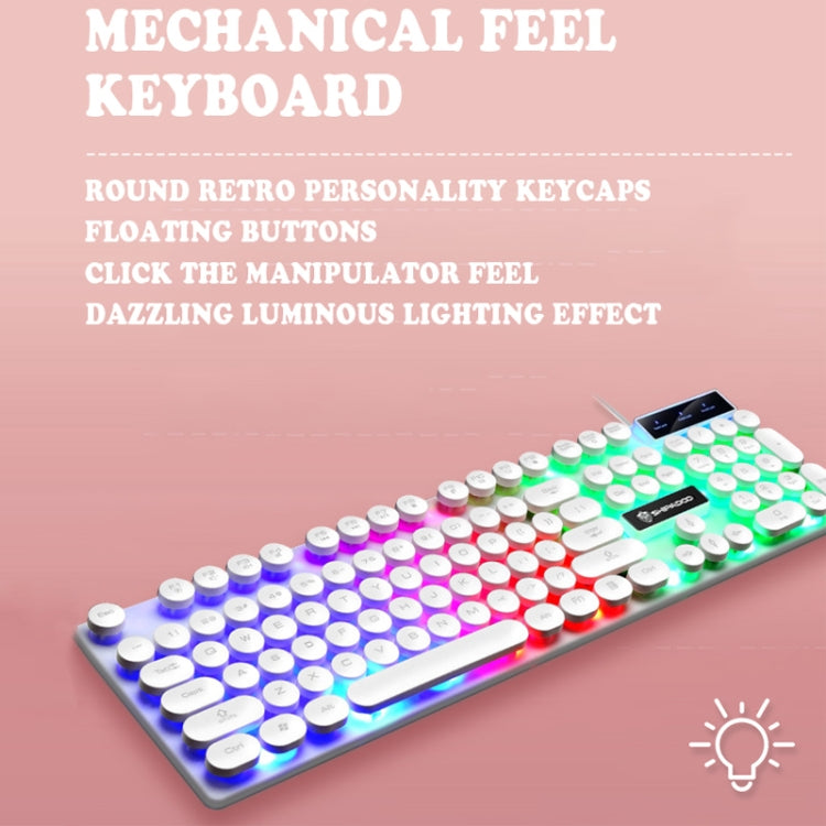 Shipadoo LD-122 4 in 1 Girly Glowing Keyboard + Mouse + Earphone + Mouse Pad Set, Pink Punk, Black Punk