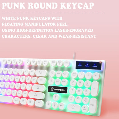 Shipadoo LD-122 4 in 1 Girly Glowing Keyboard + Mouse + Earphone + Mouse Pad Set, Pink Punk, Black Punk