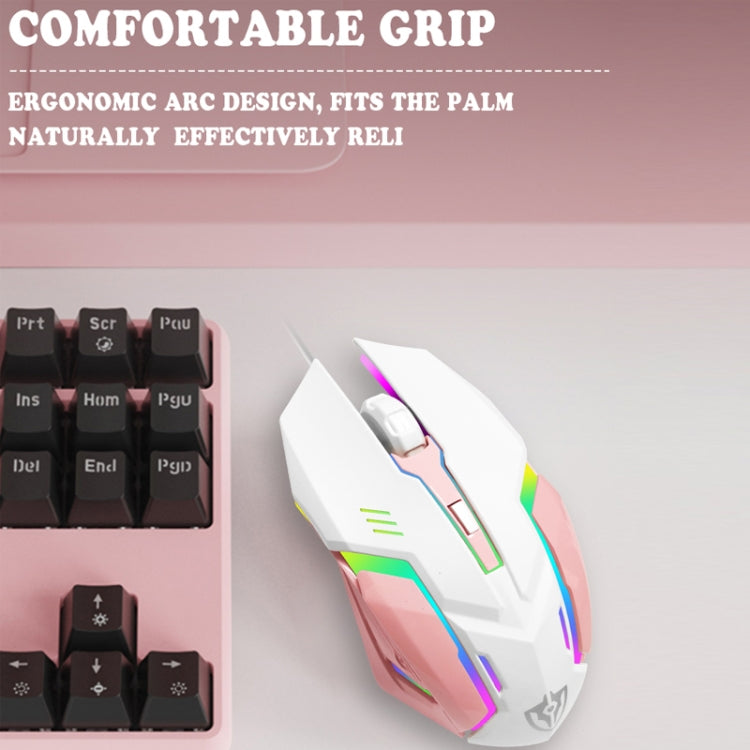 Shipadoo LD-122 4 in 1 Girly Glowing Keyboard + Mouse + Earphone + Mouse Pad Set, Pink Punk, Black Punk