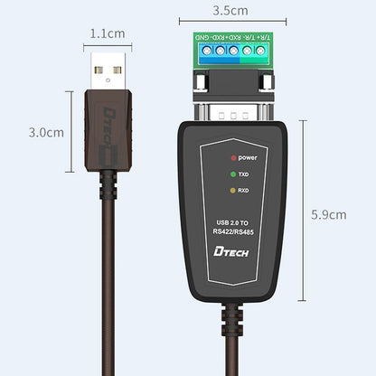 DTECH DT-5019 USB to RS485 / RS422 Conversion Cable, FT232 Chip, Length:, 0.5m, 1.5m
