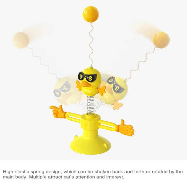 THN-06 Suction Cup Windmill Turntable Funny Cat Rod Spring Cat Toys, Yellow, Pink