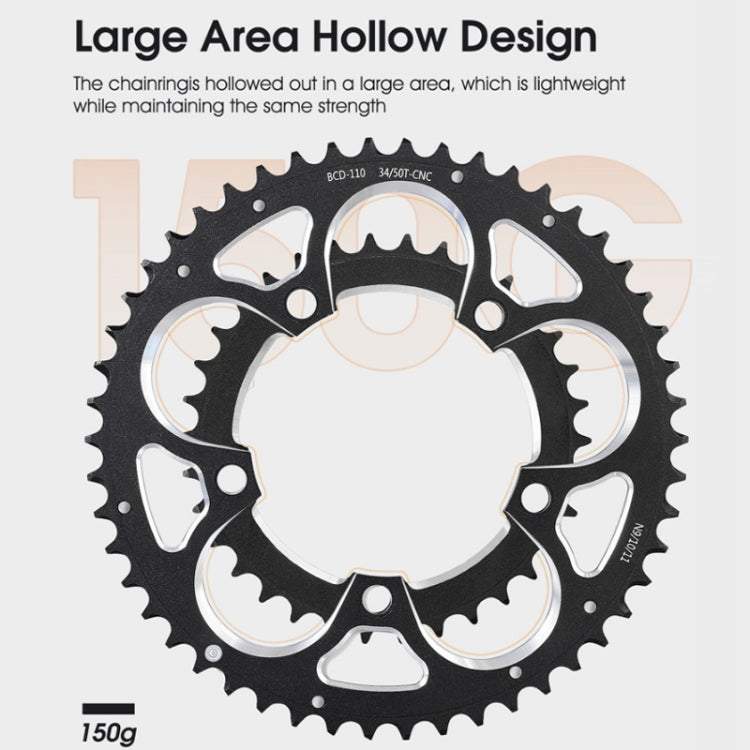 WEST BIKING 34T-50T Road Bike Racing Folding Chainwheel, WEST BIKING 34T-50T