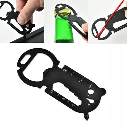 Large Round Head Outdoor Multifunctional EDC Tool Card, Black, Silver
