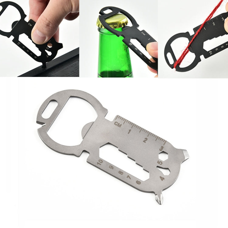 Large Round Head Outdoor Multifunctional EDC Tool Card, Black, Silver