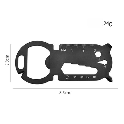 Large Round Head Outdoor Multifunctional EDC Tool Card, Black, Silver