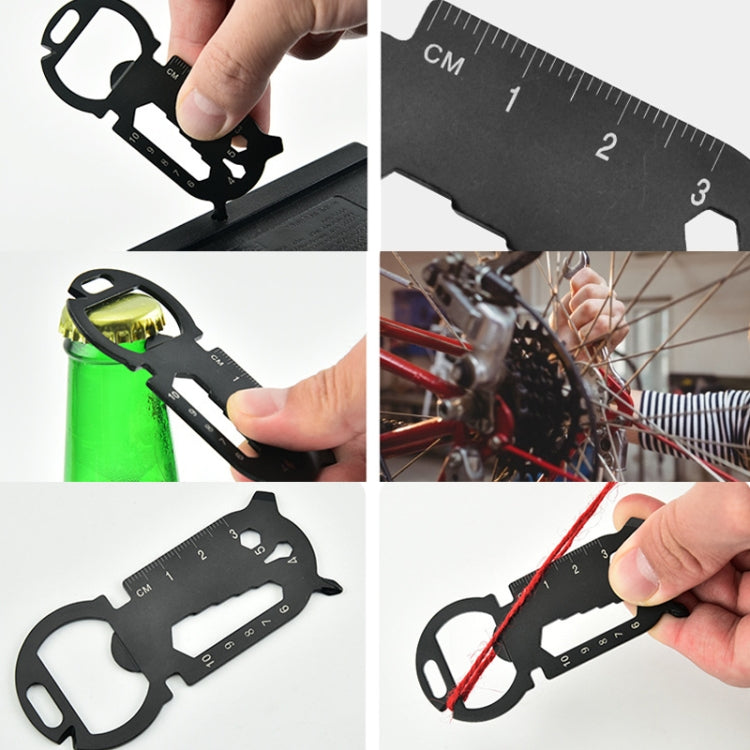 Large Round Head Outdoor Multifunctional EDC Tool Card, Black, Silver