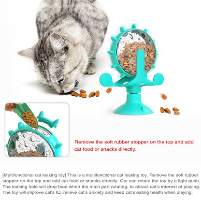 ZQL-01 Dog Toys Funny Cat Slow Food Leakage Windmill Turntable, Lake Blue, Yellow, Green