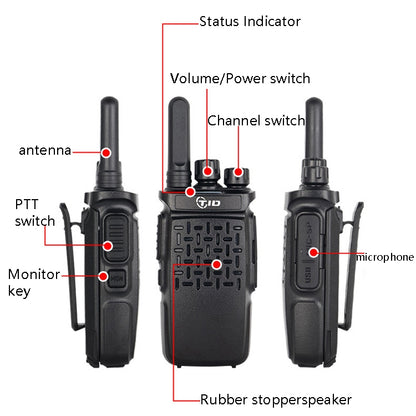2pcs TID 118 Small Walkie Talkie Radio Communication, CN Plug