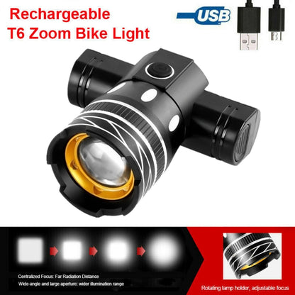 7602 LED USB Charging Telescopic Zoom Bicycle Front Light, Specification:, Headlight, Headlight + 928 Taillight, Headlight + 056 Taillight, Headlight + Gem Lamp, Headlight +11034 Taillight, Headlight + 918 Taillight, 2 Headlight + 056 Taillight