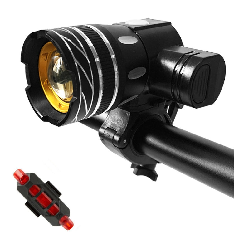 7602 LED USB Charging Telescopic Zoom Bicycle Front Light, Specification:, Headlight, Headlight + 928 Taillight, Headlight + 056 Taillight, Headlight + Gem Lamp, Headlight +11034 Taillight, Headlight + 918 Taillight, 2 Headlight + 056 Taillight