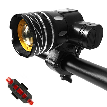 7602 LED USB Charging Telescopic Zoom Bicycle Front Light, Specification:, Headlight, Headlight + 928 Taillight, Headlight + 056 Taillight, Headlight + Gem Lamp, Headlight +11034 Taillight, Headlight + 918 Taillight, 2 Headlight + 056 Taillight