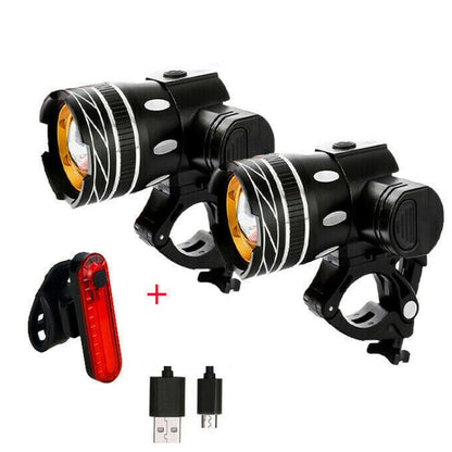 7602 LED USB Charging Telescopic Zoom Bicycle Front Light, Specification:, Headlight, Headlight + 928 Taillight, Headlight + 056 Taillight, Headlight + Gem Lamp, Headlight +11034 Taillight, Headlight + 918 Taillight, 2 Headlight + 056 Taillight