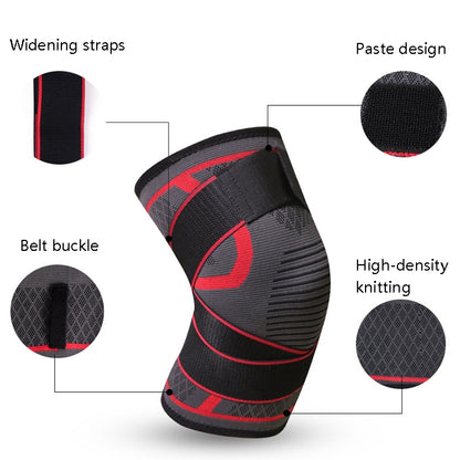 Pressurized Tape Knit Sports Knee Pad, M (Red), L (Red), XL (Red), XXL (Red), M (Black), L (Black), XL (Black), XXL (Black)