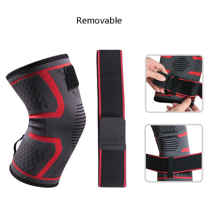 Pressurized Tape Knit Sports Knee Pad, M (Red), L (Red), XL (Red), XXL (Red), M (Black), L (Black), XL (Black), XXL (Black)