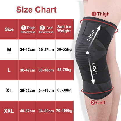 Pressurized Tape Knit Sports Knee Pad, M (Red), L (Red), XL (Red), XXL (Red), M (Black), L (Black), XL (Black), XXL (Black)