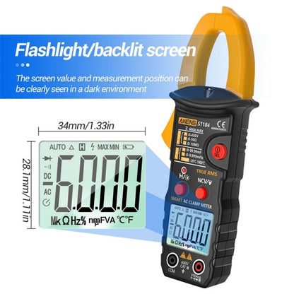 ANENG ST184 Automatically Identify Clamp-On Smart Digital Multimeter, Red, Black, Yellow