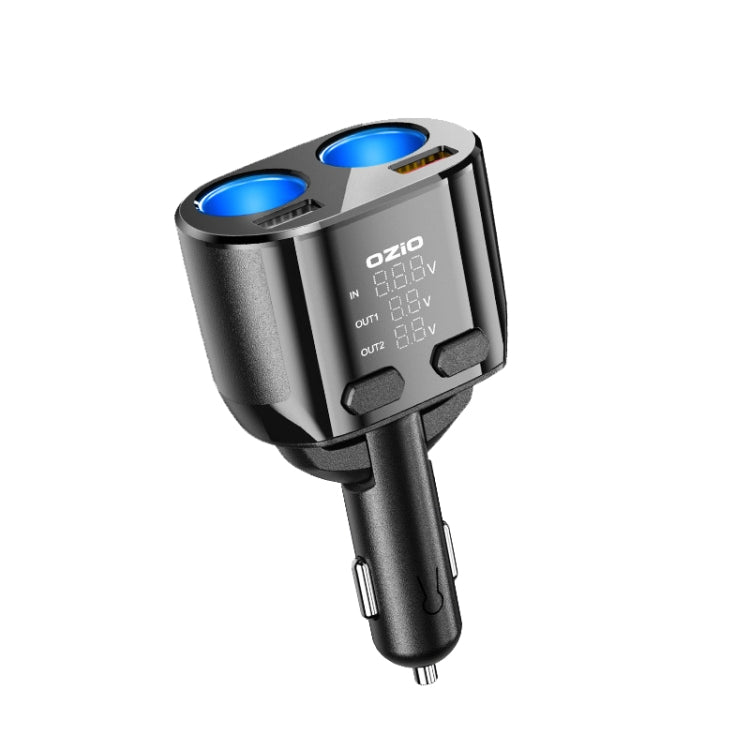 Ozio Car Charger Cigarette Lighter Conversion Plug USB Car Fast Flashing Charger, CL48Q Black