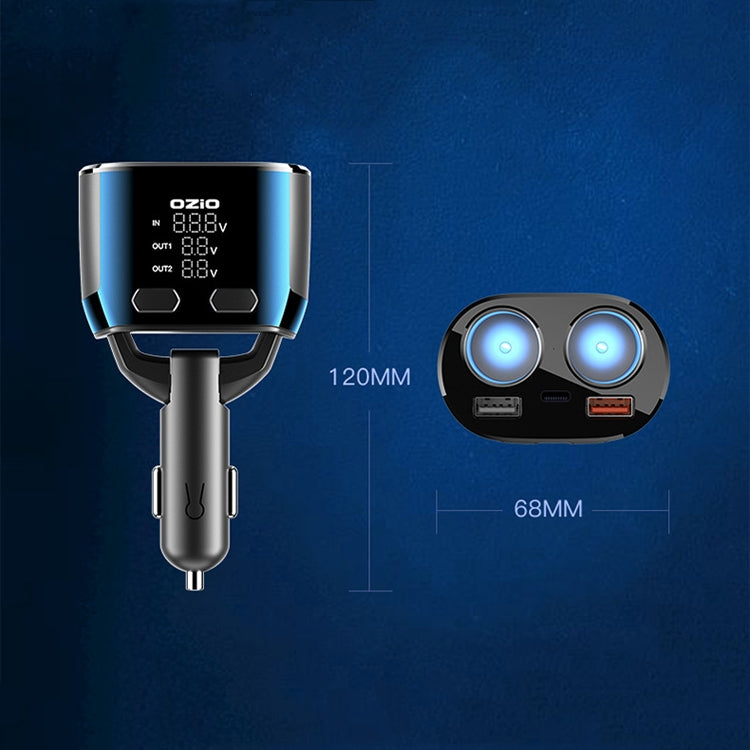 Ozio Car Charger Cigarette Lighter Conversion Plug USB Car Fast Flashing Charger, CL48Q Black
