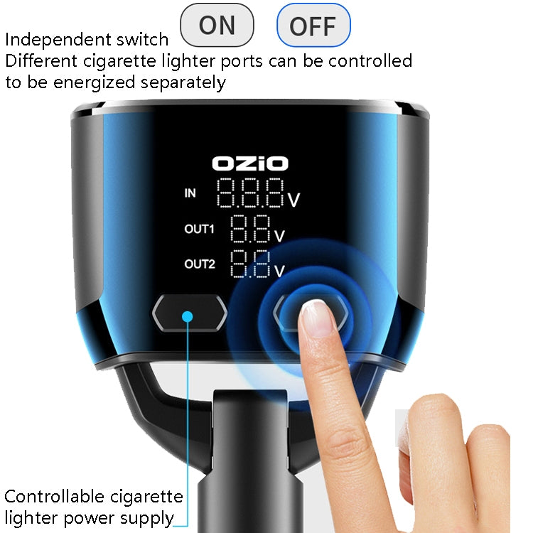 Ozio Car Charger Cigarette Lighter Conversion Plug USB Car Fast Flashing Charger, CL48Q Black