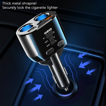 Ozio Car Charger Cigarette Lighter Conversion Plug USB Car Fast Flashing Charger, CL48Q Black