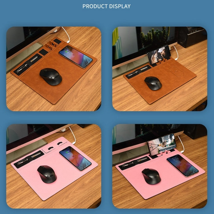 JJ-82401 Mouse Pad with Phone Charging and Phone Holder, Pink, Black, Grey, Brown