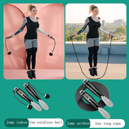 Sport Electronic Counting Wire Skipping Rope, Style: Cordless (Green), Cordless (Gray), Cordless (Green), Wired Wire Rope (Blue), Wired Wire Rope (Green), Wired Wire Rope (Gray), Wired Wire Rope Pink, Cordless Ball+Wired Wire Rope (Blue)