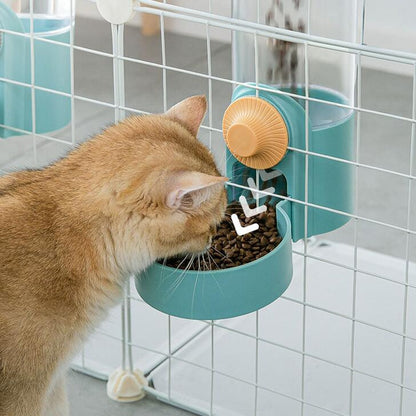 Cat Automatic Hanging Cage Feeder, Style:, Drinking Water+Feeder (Flower Green), Drinking Fountain (Flower Green), Feeder (Flower Green), Drinking Water+Feeder (White), Drinking Fountain (White), Feeder (White), Drinking Water+Feeder (Purple)...