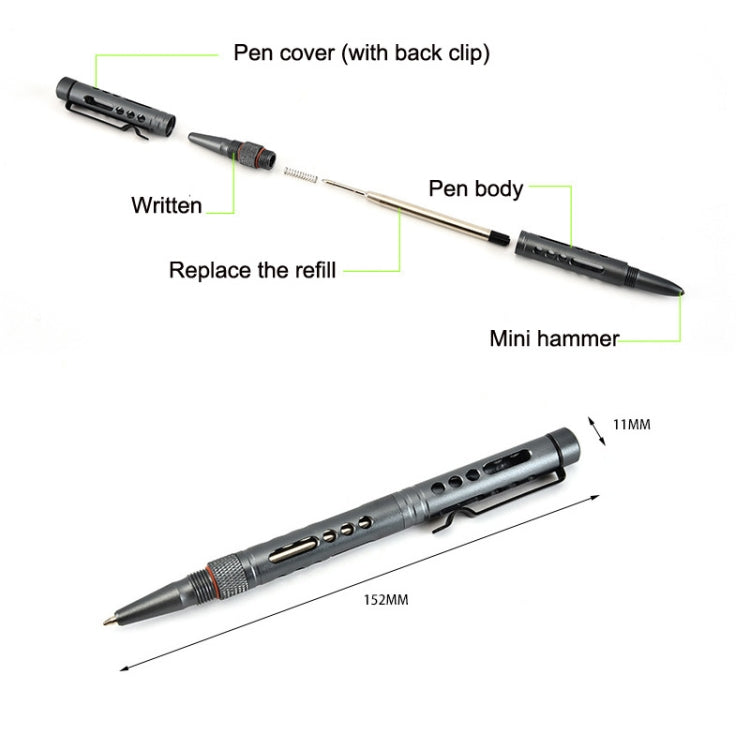 GB016 Aluminum Alloy Hollow Broken Window Survival Pen, Random Color Delivery, GB016