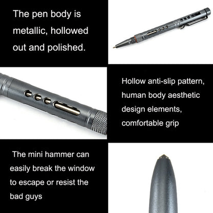 GB016 Aluminum Alloy Hollow Broken Window Survival Pen, Random Color Delivery, GB016