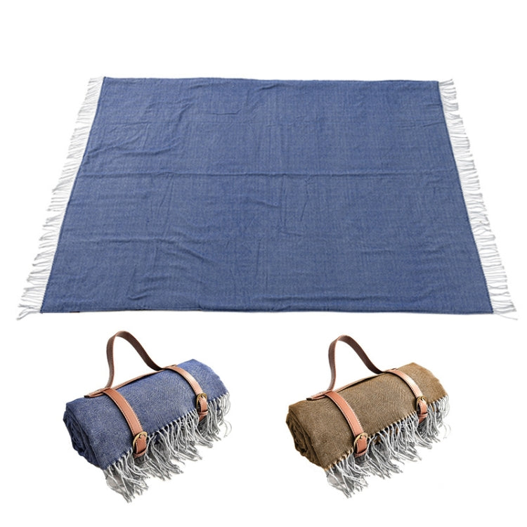 FWP Waterproof Thick Tassel Picnic Mat, Size: 200x150cm, 200x150cm Navy Blue