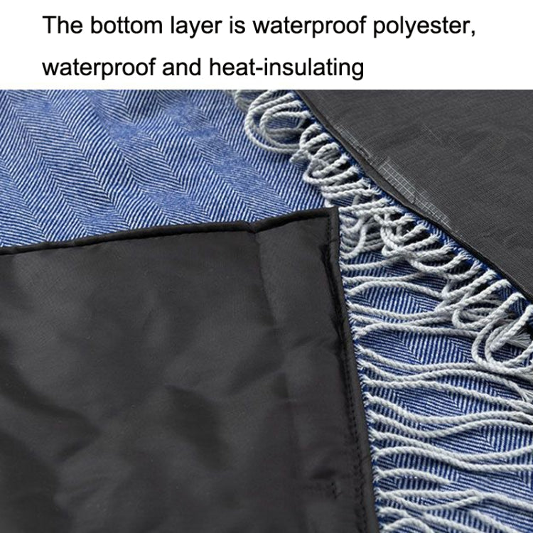 FWP Waterproof Thick Tassel Picnic Mat, Size: 200x150cm, 200x150cm Navy Blue