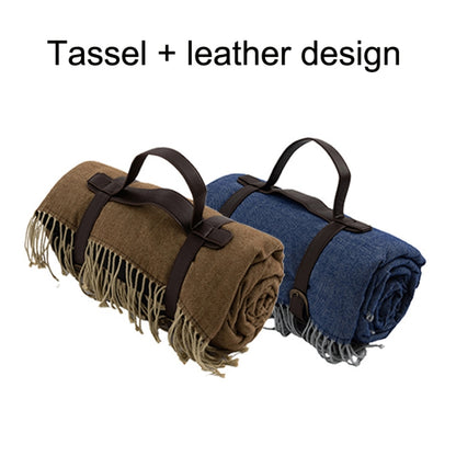 FWP Waterproof Thick Tassel Picnic Mat, Size: 200x150cm, 200x150cm Navy Blue