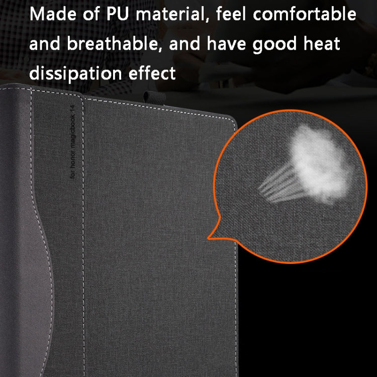 PU Leather Laptop Protective Case For Huawei Honor MagicBook, Dark Gray, Wine Red, Dark Blue