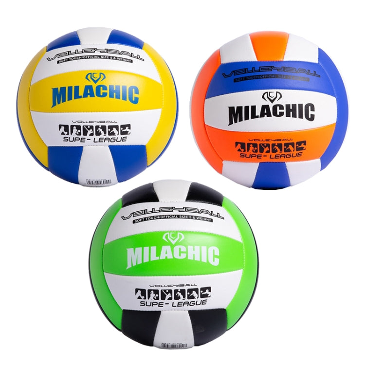 MILACHIC 0845 Volleyball For Student Exams Indoor Competition Volleyball, Blue Yellow 6910, Black Green 6911, Orange Blue 6912