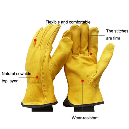 1 Pair JJ-1011 Cowhide Outdoor Wear-resistant Gardening Gloves, Size:, M, XL