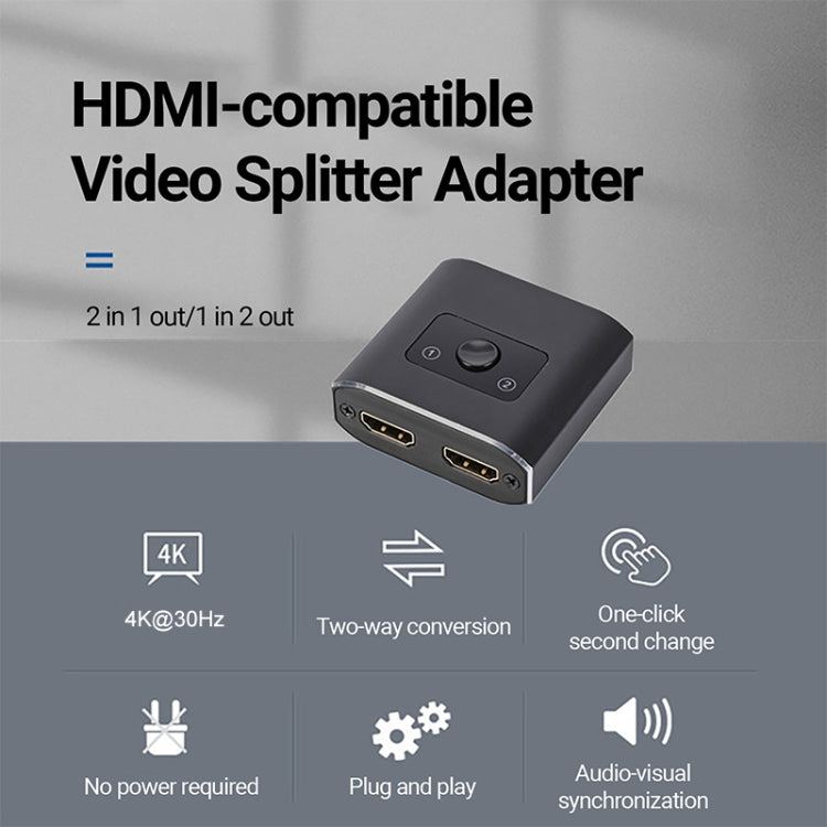 2  to 1 Out HD HDMI Switch, 4K 30Hz Black