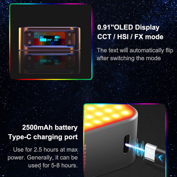 Mamen D01 66 LEDs 2500-9000K Double-Sided RGB LED Fill Lights, 66 LEDs