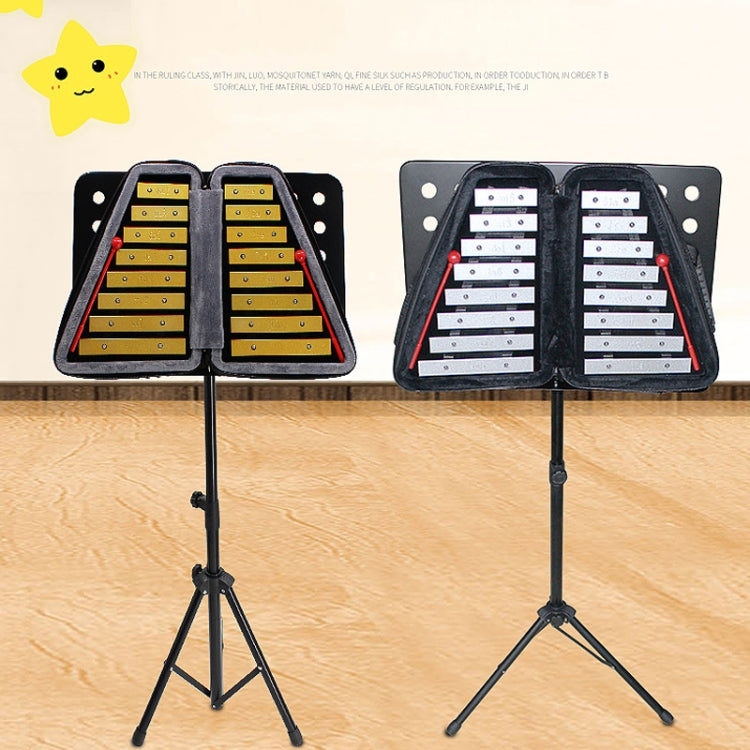 JZ-35 16-Tone Double Row Carillon Orff Percussion Instrument, Golden, Silver, Golden With Shelf, Silver With Shelf