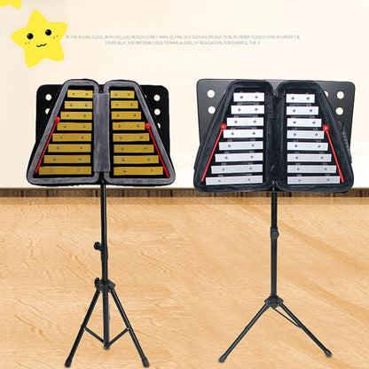 JZ-35 16-Tone Double Row Carillon Orff Percussion Instrument, Golden, Silver, Golden With Shelf, Silver With Shelf