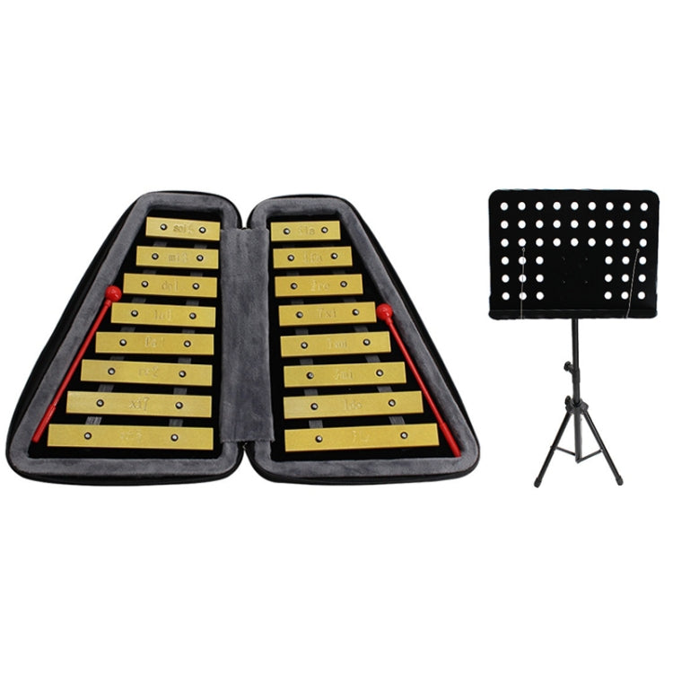 JZ-35 16-Tone Double Row Carillon Orff Percussion Instrument, Golden, Silver, Golden With Shelf, Silver With Shelf