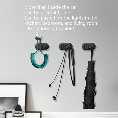 3 PCS Car Sticky Storage Data Cable Hook, Dark Green, Space Silver, Black