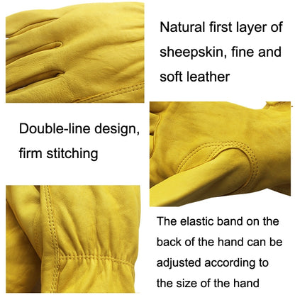 1 Pair JJ-5002 Outdoor Riding Gardening Genuine Leather Safety Gloves, Size:, S, M, L, XL