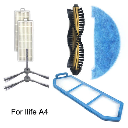 3pairs Side Brush Sweeper Accessories For Ilife A4, 1 Set, 3 PCS Side Brush, 3 PCS Rag, 5 PCS Filter